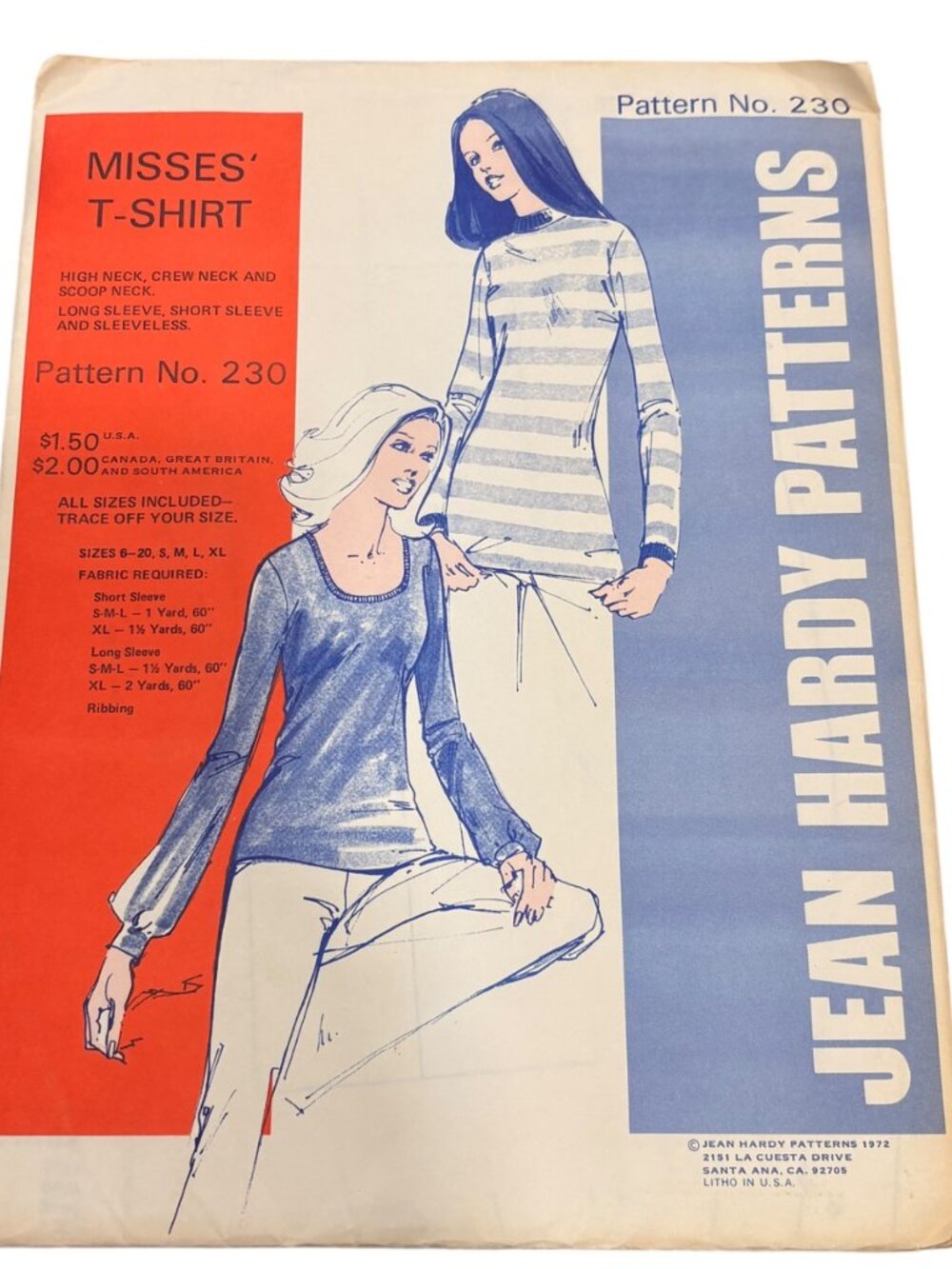 Vintage Jean Hardy High Neck T-Shirt Sewing Pattern 230 Uncut
